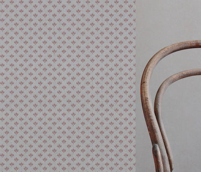 Pink Botanical Linen Curtain Fabric - Olgie Dusty Pink - Natural base fabric.