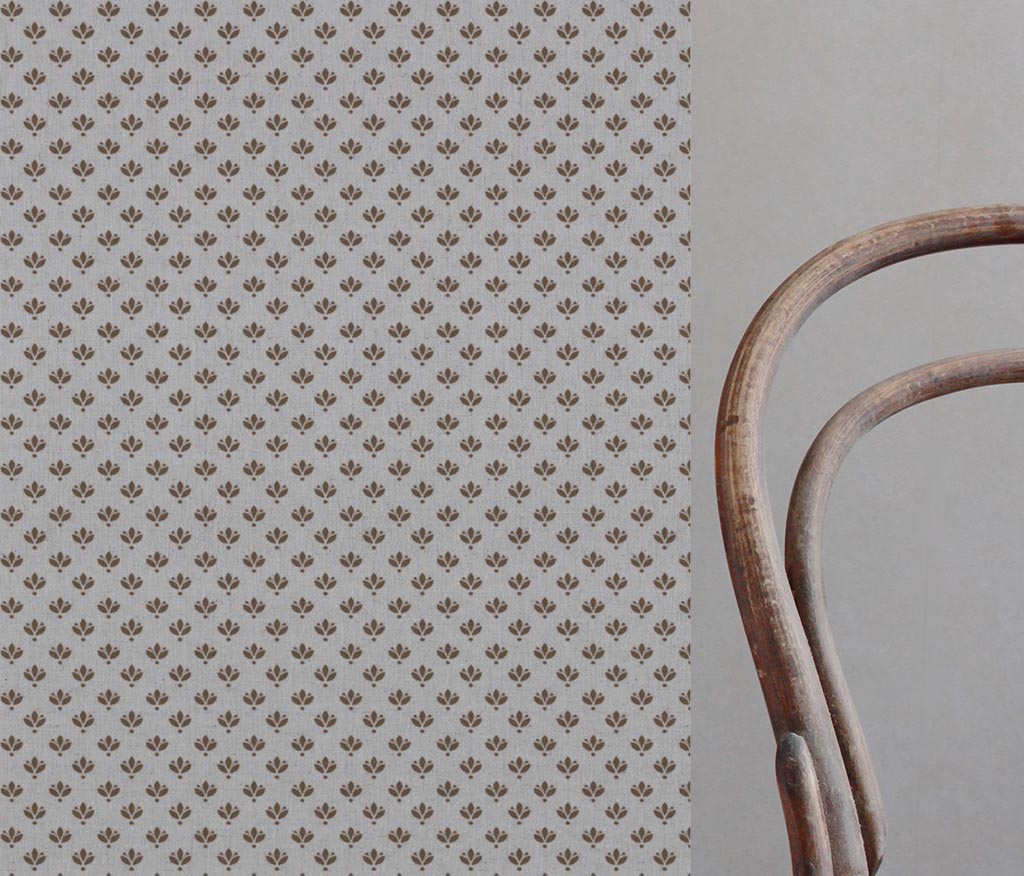 Brown Botanical Linen Curtain Fabric - Olgie Sand - Natural base fabric.