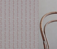 Pink Floral Stripe Linen Curtain Fabric - Skye Dusty Pink - Natural base fabric.