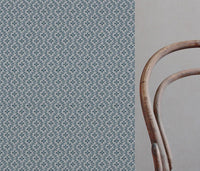 Blue Abstract Linen Curtain Fabric - Unica Blue Stone - Natural base fabric.