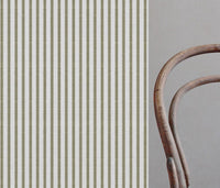 Green Patterned Linen Curtain Fabric - Fionna Moss-WHT - White base fabric.