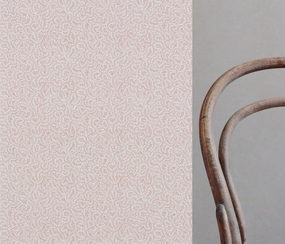 Pink Abstract Linen Curtain Fabric - Freeda Dusty Pink-WHT - White base fabric.