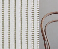 Green Abstract Striped Linen Curtain Fabric - Margarie Moss-WHT - White base fabric.