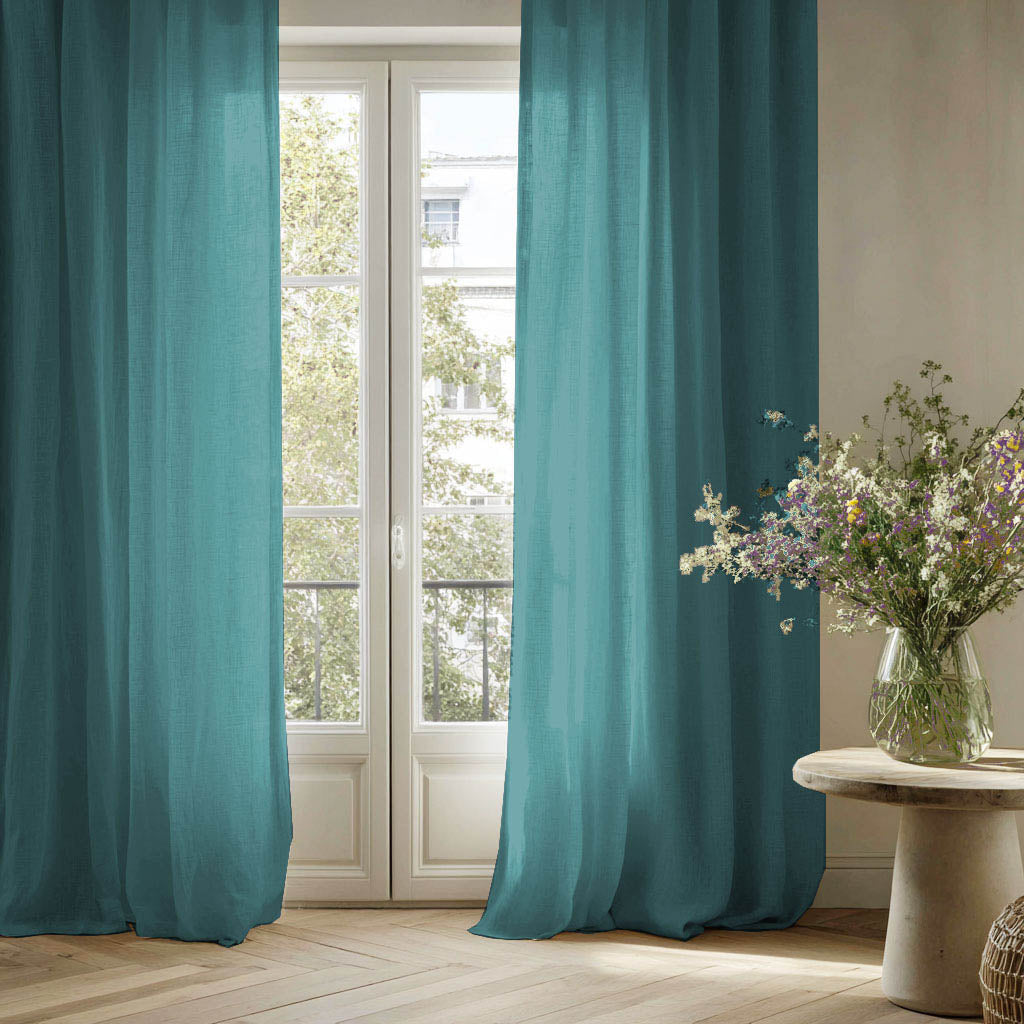Linnea Capri Blue - Linen Fabric