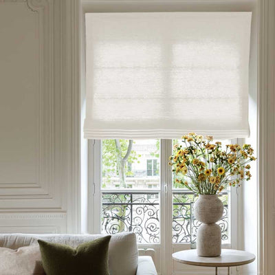 Made to Measure Roman Blind Living Room Photo - Linen Blind White