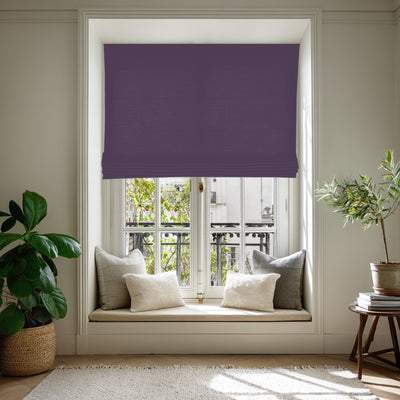 Purple Linen Roman blind - Linnea Plum
