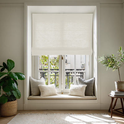 White 100% Linen Roman blind - Linnea White