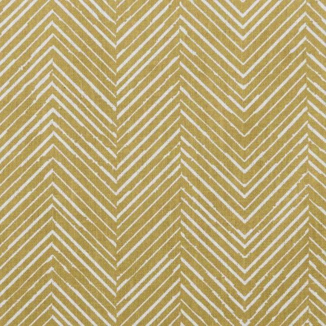 Lulu Dijon - White fabric with Dijon Mustard Print. Abstract Print, Linen Mix