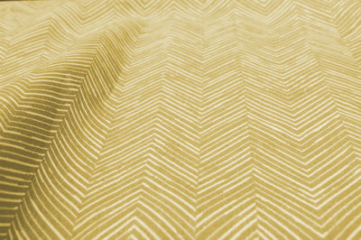 Lulu Dijon - White fabric with Dijon Mustard Print. Abstract Print, Linen Mix