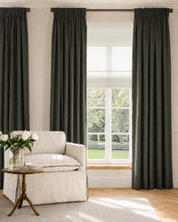 Black Linen Curtains with cotton lining. Living room curtains made of Linen fabric - Charlotte Noir