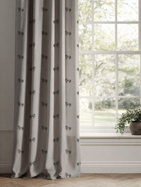 Black Kids Linen Curtains - Horse Noir - Natural base fabric.