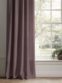 Purple Botanical Linen Curtains - Saana Grape - Natural base fabric.