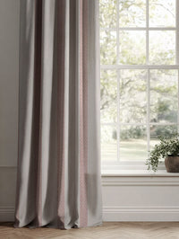 Pink Striped Linen Curtains - Sumi Dusty Pink - Natural base fabric.