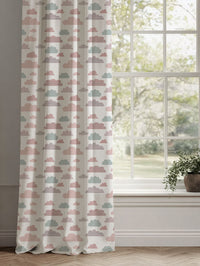 Pink Kids Linen Curtains - Cloud Dreams Pink - White base fabric.
