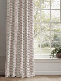 Pink Abstract Linen Curtain - Kirabe Peony-WHT - White base fabric.