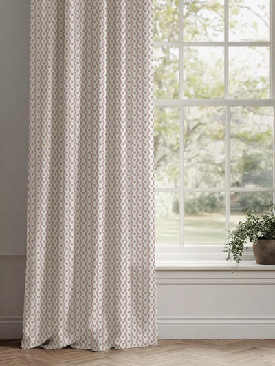 Pink Abstract Linen Curtain - Kirabe Peony-WHT - White base fabric.