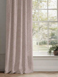 Pink Patterned Linen Curtains - Lulu Peony - White base fabric.