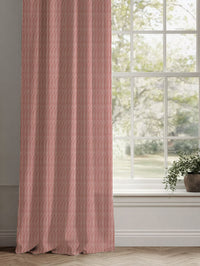 Red Striped Linen Curtains - Maisa Crimson Red - White base fabric.