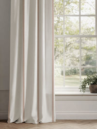 Pink Striped Linen Curtains - Rune New Blush - White base fabric.