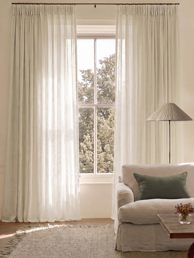White Made to Measure Curtains for Living Rooms and Bedrooms- Pure Linen Fabric