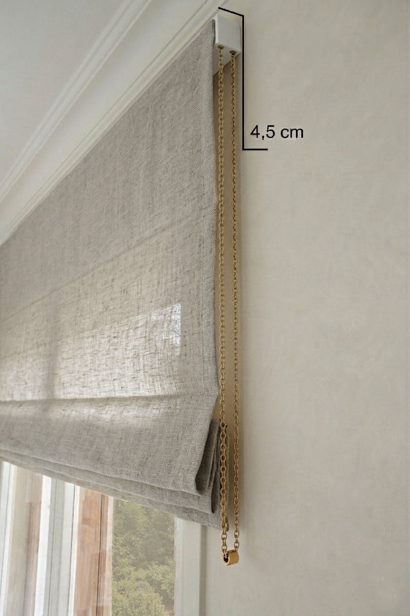Roman Blinds Made To Measure Mechanism with Chain- Photo of the side and Measurements
