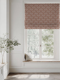 Orange Botanical Linen Roman blind - Birna Terracotta - Natural base fabric.