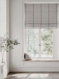 Green Botanical Linen Roman blind - Helena-NAT Jade Mist  - Natural base fabric.
