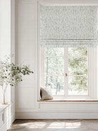 Grey Patterned Linen Roman blind - Dora-WHT Greige - White base fabric.