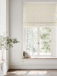 Yellow Spotted Linen Roman blind - Dottie Dijon-WHT - White base fabric.