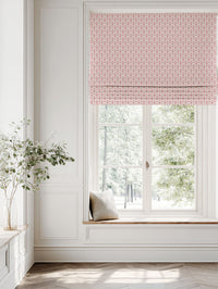 Pink Patterned Linen Roman blind - Ilva Dusty Pink - White base fabric.
