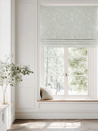 Yellow Floral Linen Roman blind - Janika Dijon - White base fabric.