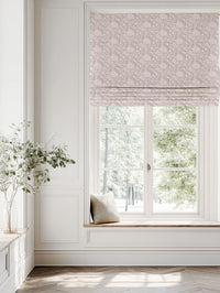 Pink Floral Linen Roman blind - Katarina Peony - White base fabric.