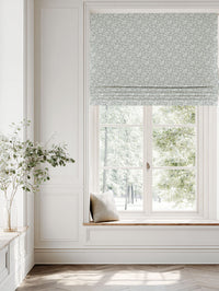 Grey Patterned Linen Roman blind - Nora Greige-WHT - White base fabric.