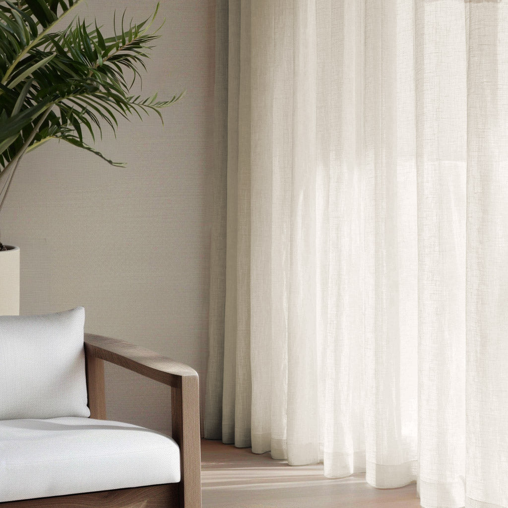 Gabriella White  Sheer Linen Curtains Made to Measure - 300 cm wide sheer fabric