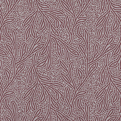 Red Patterned Linen Curtain Fabric - Alma Wine - Natural base fabric