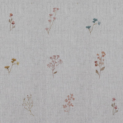Multi-Coloured Floral Linen Curtain Fabric - Bridget-NAT - Natural base fabric.