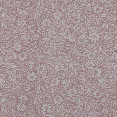 Pink Floral Linen Curtain Fabric - Cheye Dusty Pink - Natural base fabric.