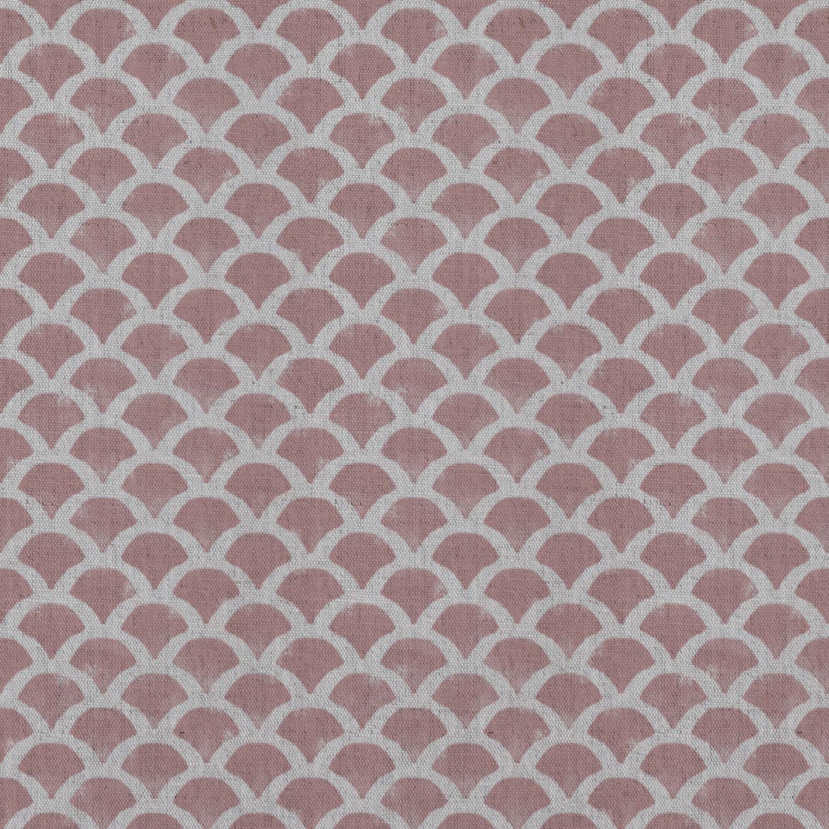 Pink Patterned Linen Curtain Fabric - Erle Dusty Pink - Natural base fabric.