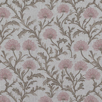 Pink Floral Linen Curtain Fabric - GoldMae Dusty Pink - Natural base fabric.