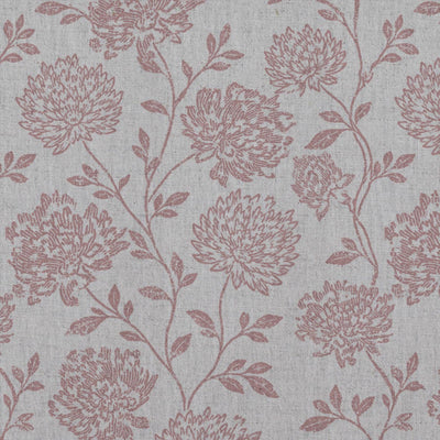 Pink Floral Linen Curtain Fabric - Hulsey Dusty Pink - Natural base fabric.