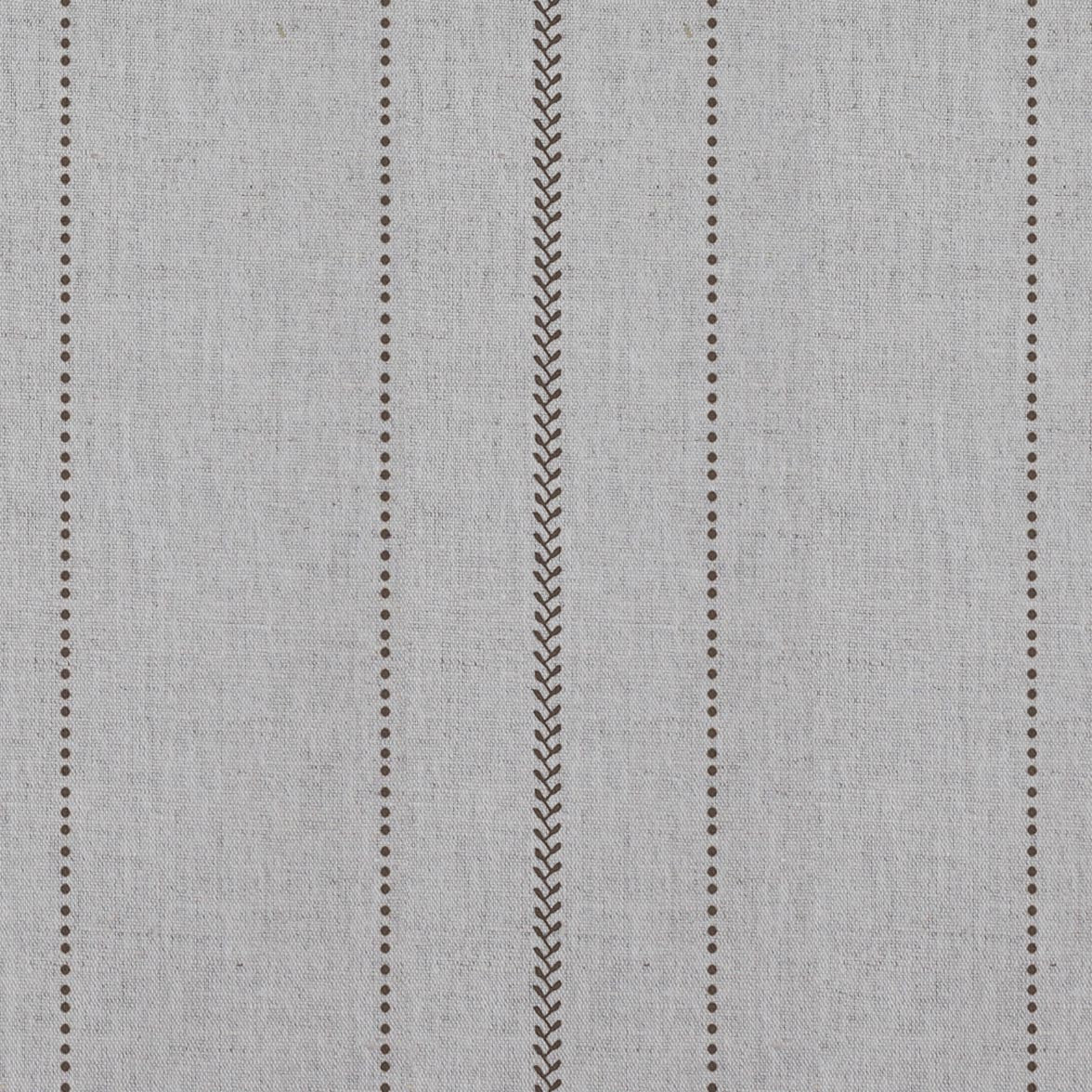 Brown Patterned Linen Curtain Fabric - Inari Umbre - Natural base fabric.