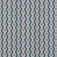 Blue Abstract Linen Curtain Fabric - Kirabe Blue - Natural base fabric.