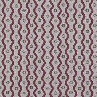Red Abstract Linen Curtain Fabric - Kirabe Wine - Natural base fabric.