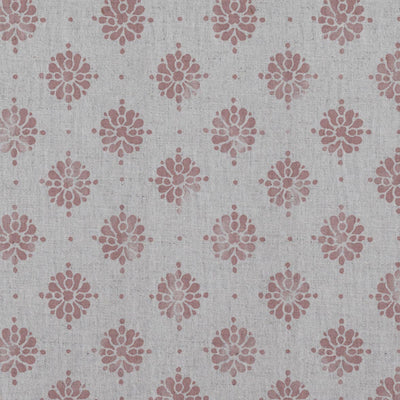 Pink Abstract Floral Linen Curtain Fabric - Lany Dusty Pink - Natural base fabric.