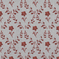 Red Botanical Linen Curtain Fabric - Lulani Crimson Red - Natural base fabric.