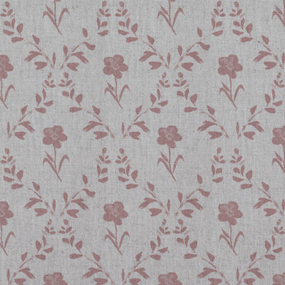 Pink Botanical Linen Curtain Fabric - Lulani Dusty Pink - Natural base fabric.