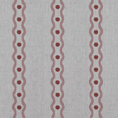 Pink Abstract Striped Linen Curtain Fabric - Margarie Pink - Natural base fabric.