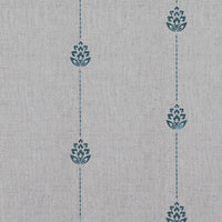 Blue Patterned Stripe Linen Curtain Fabric - Maybel Blue Stone - Natural base fabric.