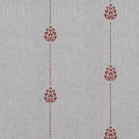 Red Patterned Stripe Linen Curtain Fabric - Maybel Crimson Red - Natural base fabric.