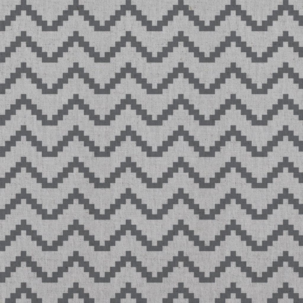 Grey Patterned Linen Curtain Fabric - Azig Ash - Natural base fabric.